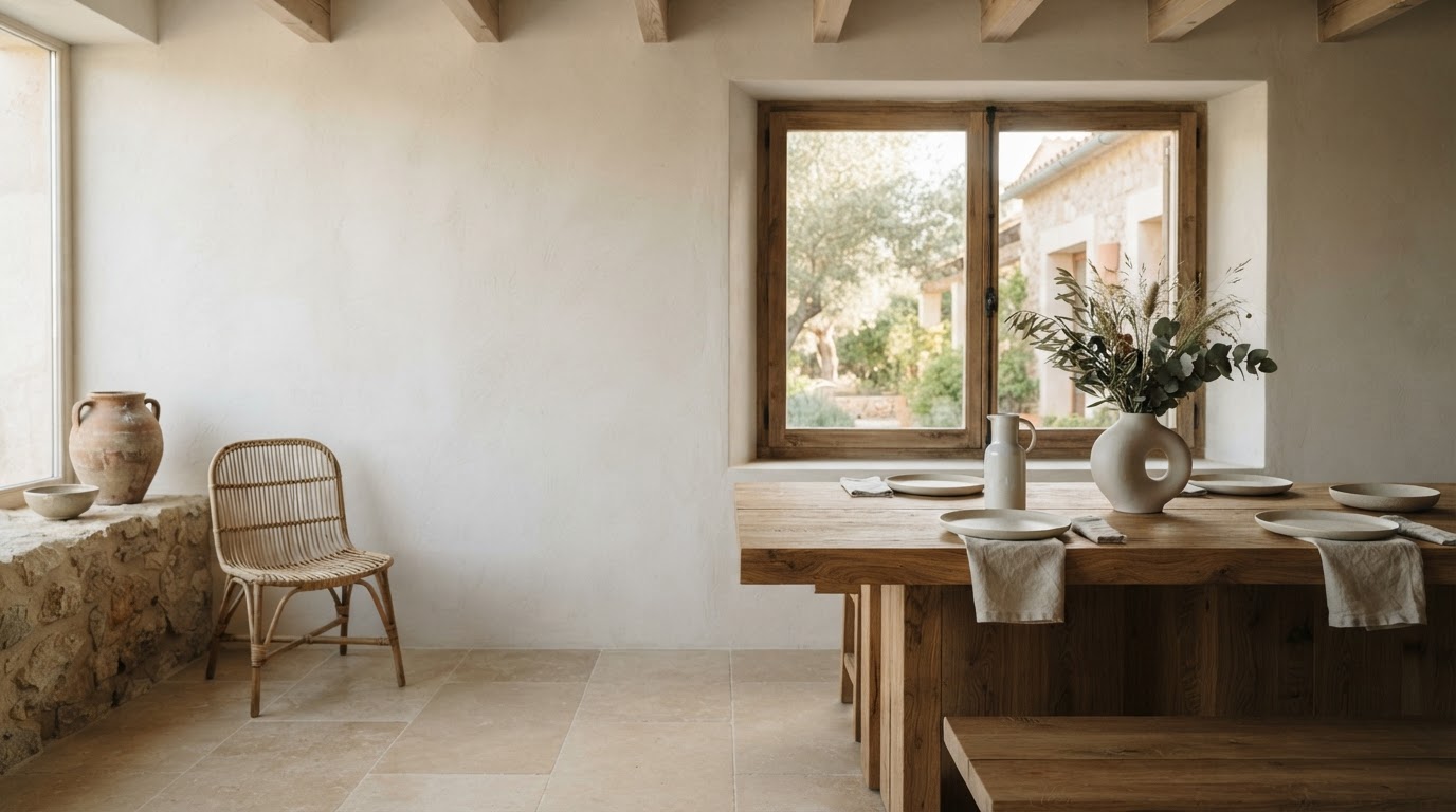 Mesa Patrimorio — composición minimalista de texturas de piedra que representa precisión y estabilidad